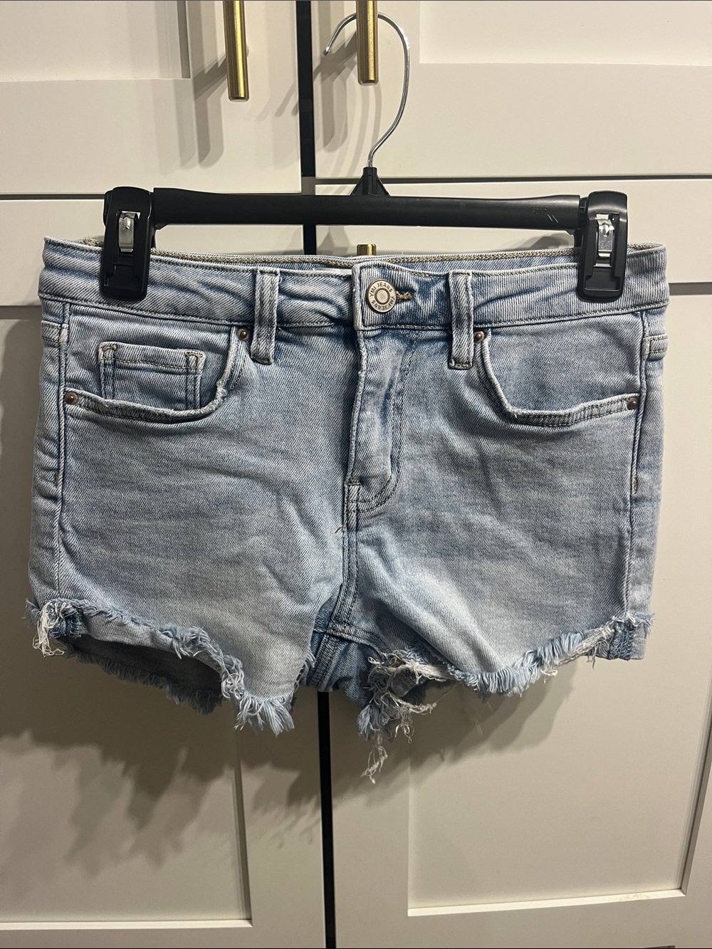 YMI Light Blue Distressed Frayed Hem Denim Shorts